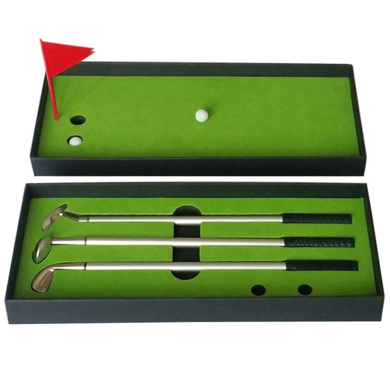 Mini Golf Club Putter Ball Pen Golfers Box Set Desktop Decor For School Supplies Golf Accessories