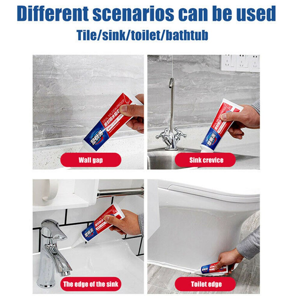 90ml Tile Sealant Bathroom Porcelain Waterproof Kitchen Squeeze Wall Paste Glue Home Cleaner Gaps Repair Agent Filler