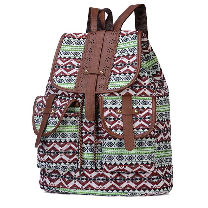 Chuwanglin print canvas ryggsäck kvinnors skolväskor för tonårsflickor casual väska pack andas mochila feminina  d8679: 2