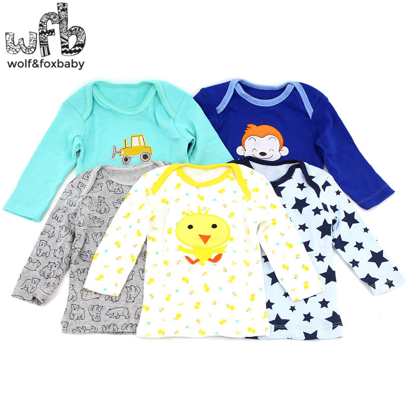 Wobfaobxylf 5 stks/pak Lange Mouwen T-shirt voor 0-24months Pasgeboren Baby Jongens Meisjes