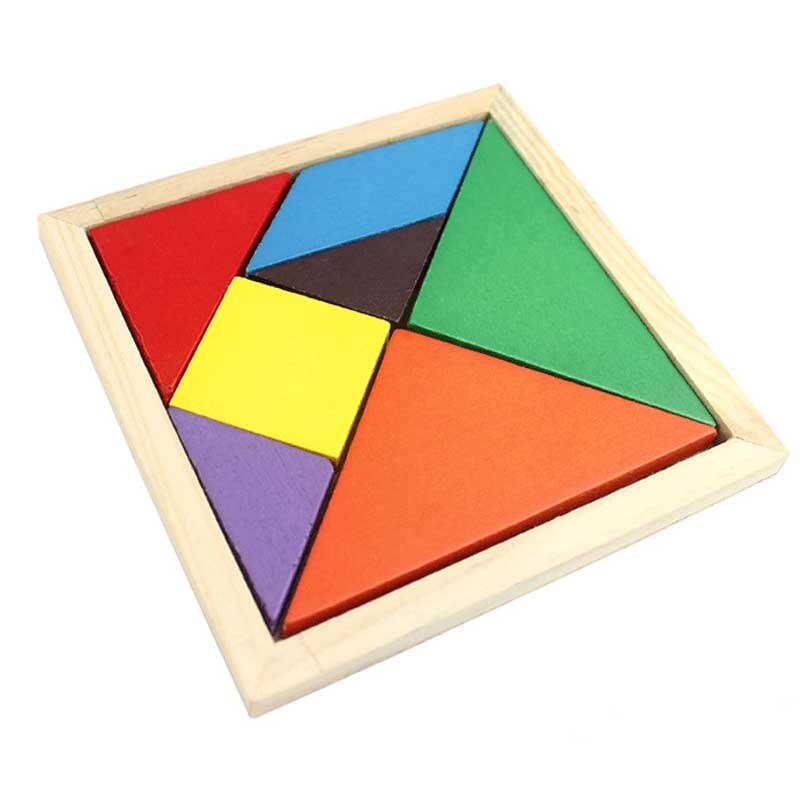 Saizhi 1 st trä tangram 7 bit pussel färgglada fyrkantiga iq-spel hjärngyckel intelligenta pedagogiska leksaker för barn: Default Title