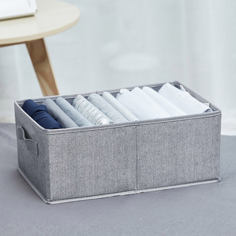 Foldable Clothes Storage Box Cloth Underwear Organizer Linen Cotton Fabric Sweaters Socks Box Closet Wardrobe Drawer Organizer