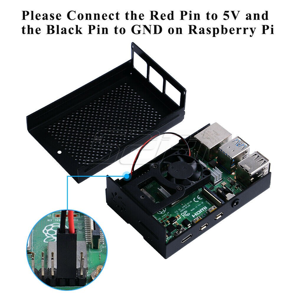 52pi capa de alumínio para raspberry pi 4b pi 4, cobertura de metal em preto/prata com ventilador de refrigeração modelo b