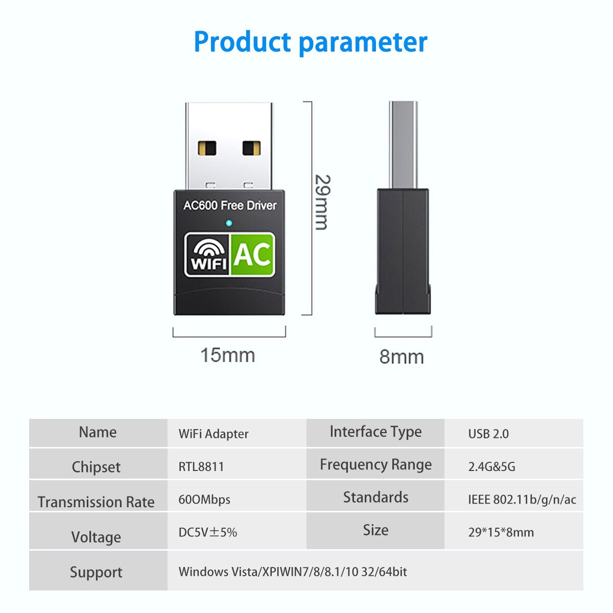 Ankndo Usb Wifi Adapter 5Ghz 2.5G Wifi Adapter USB2.0 Ethernet Wi Fi Antenne Dongle Netwerkkaart Wifi Module voor Pc Laptop