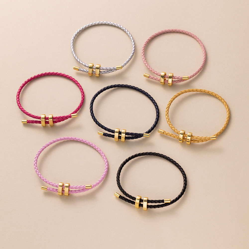 Pulsera de cuerda impermeable de alambre ajustable, hebilla dorada de acero inoxidable, pulseras trenzadas hechas a mano para mujeres y niñas, joyería de