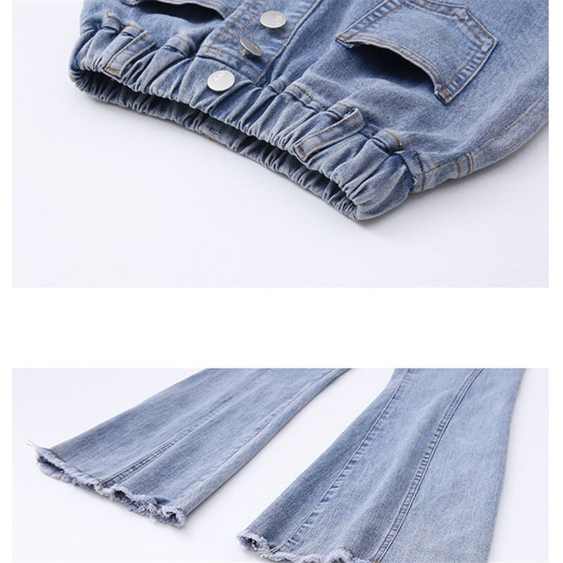 Jeans svasati alla moda per bambini ragazze pantaloni in Denim elastico in vita primavera autunno nuovi Jeans Skinny per pantaloni Casual per bambini adolescenti