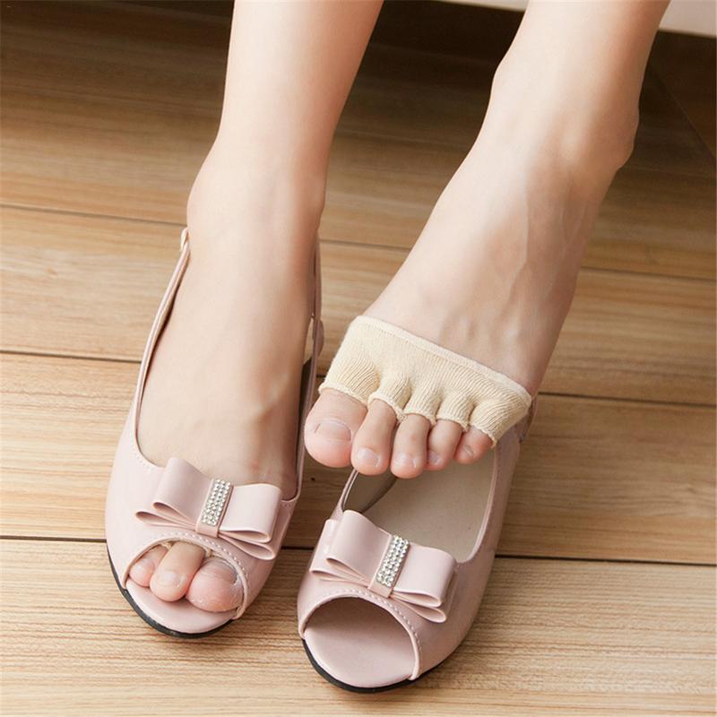 Dünne Zehen Socken Keine Ferse Offene spitze Schweiß-saugfähig Anti-Unterhose Halb Sohle Sandalen Socken Mit Unsichtbar Vorfuß kissen Pad Fuß Socken
