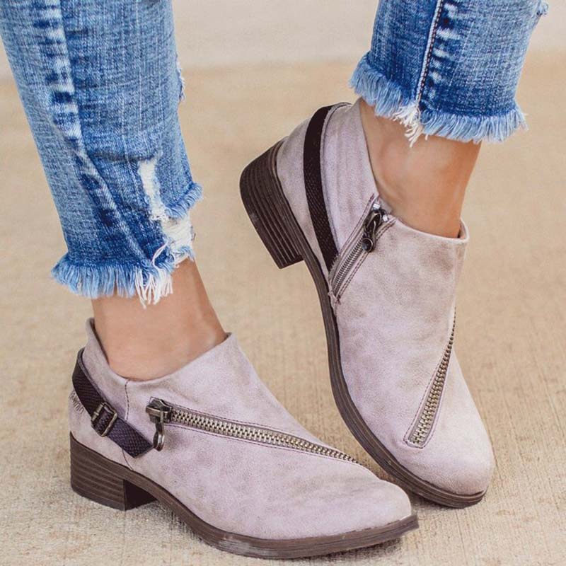 Bottines de neige à semelle basse et fermeture éclair pour femme, chaussures chaudes, Style rétro, hiver