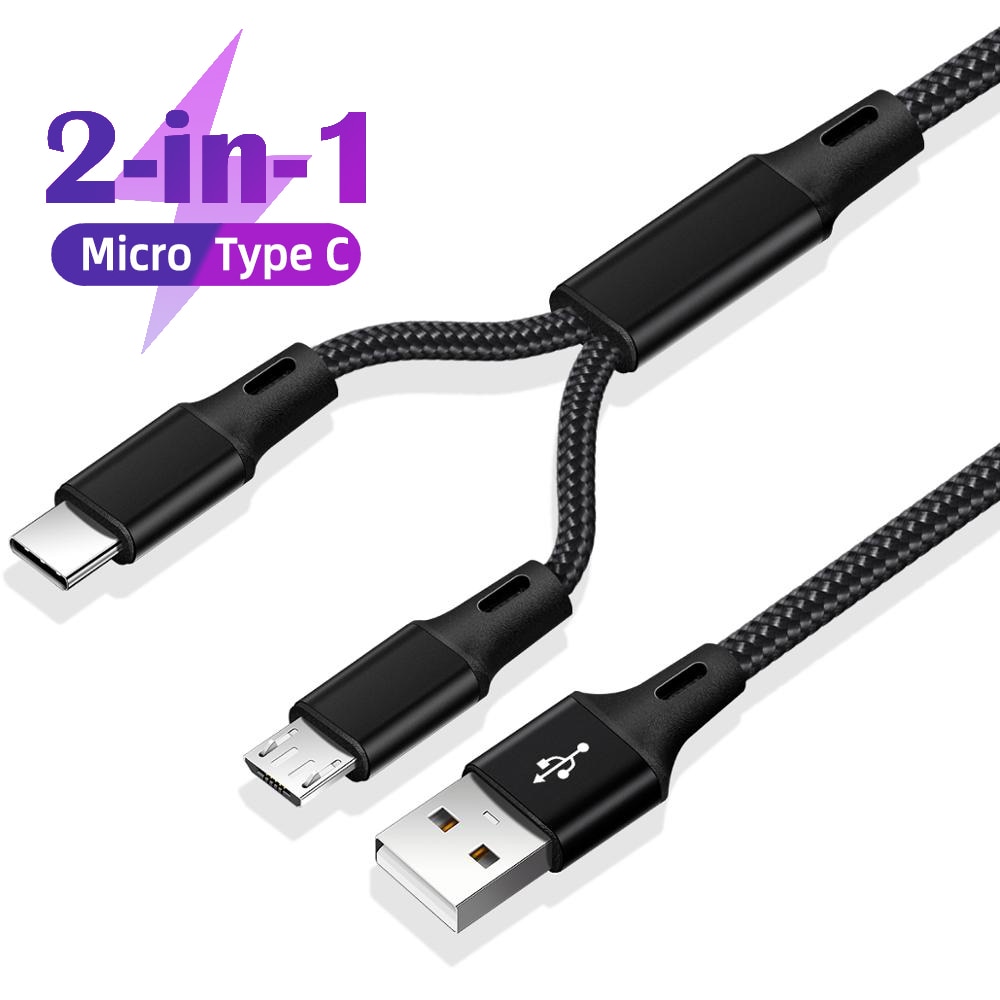 2 in 1 2in1 Mikro USB Typ C Kabel Tragbare Dual Gebühr für Telefon USB Kabel Android Handy, Mobiltelefon Energie Bank schnelle Ladung USB C Schnur
