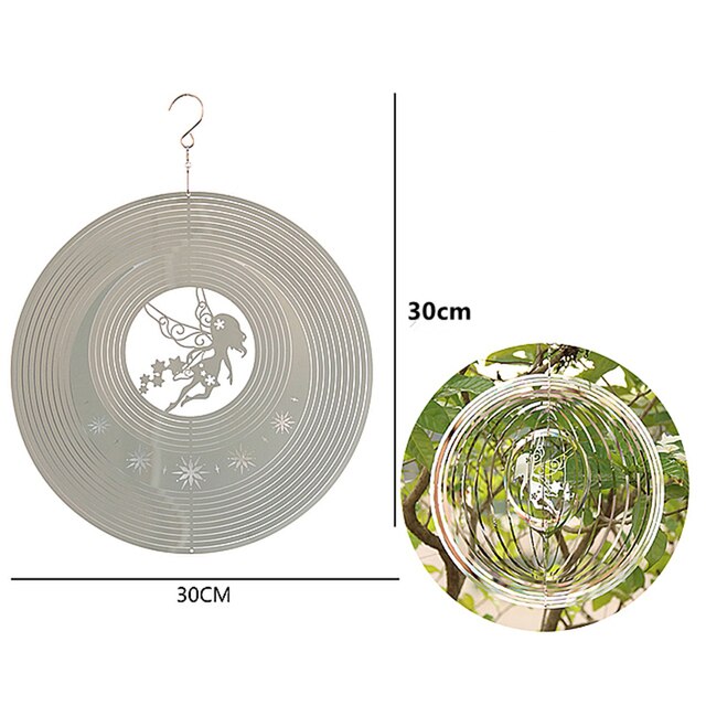 Fairy Windgong Rvs Windmolen Met Haak Kinetische 3D Roterende Ronde-Vorm Hanger Wind Catchers Opknoping Home Decor: 2