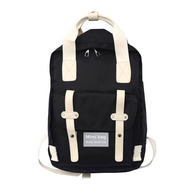 Japanischen und Korea Rucksack Frauen Große Kapazität Schule Rucksack Leinwand Rucksack Für Mädchen Vintage Laptop Reisetaschen: black