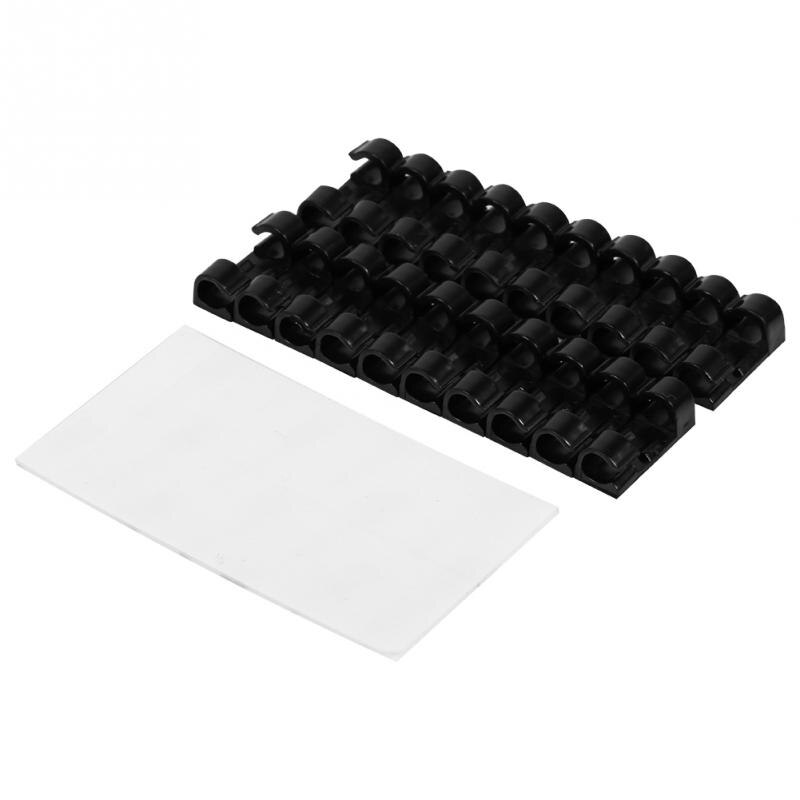 Ganchos y rieles ajustables para cables eléctricos de 20 piezas, organizador de cables de datos adhesivos de 3M, soportes de amarre, organización de almacenamiento para el hogar: Black