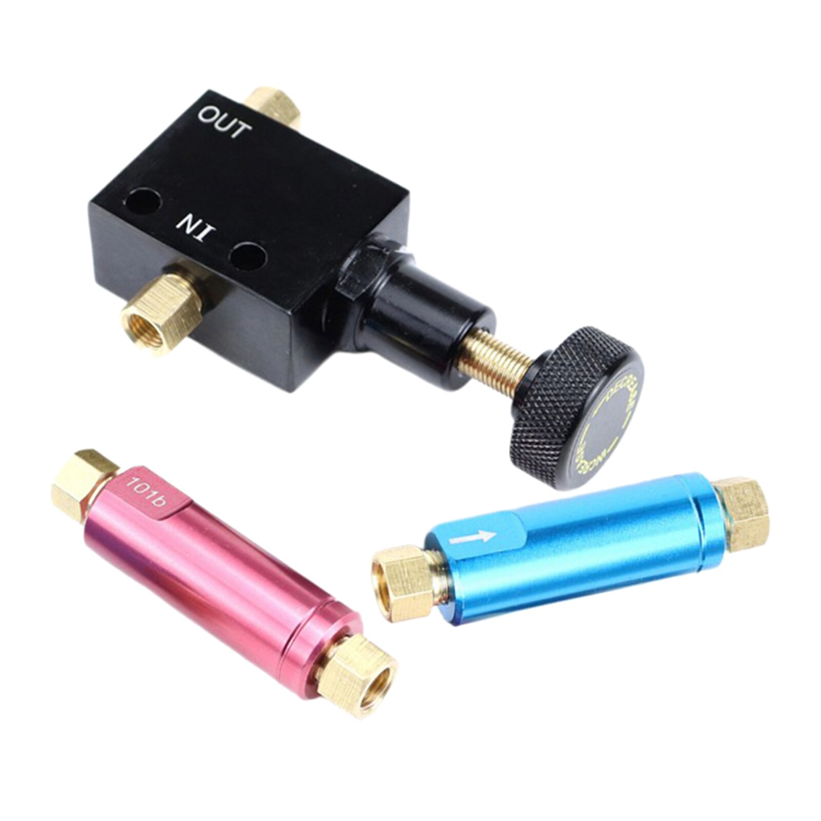Metal Black Universal Adjustable Proportion Brake Valve and 2lb 10lb Residual Valve Kit Disc/Drum