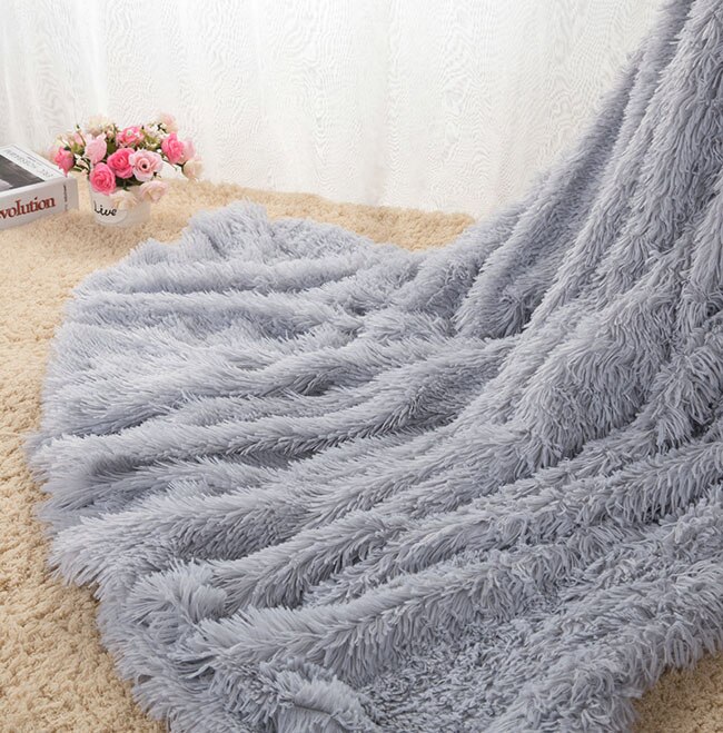 Sofa/luft/sengetøy tepper mantas hvit rosa grå fleece fluffy plysj sengeteppe couverture polaire plaids: Grå / 160 x 200cm