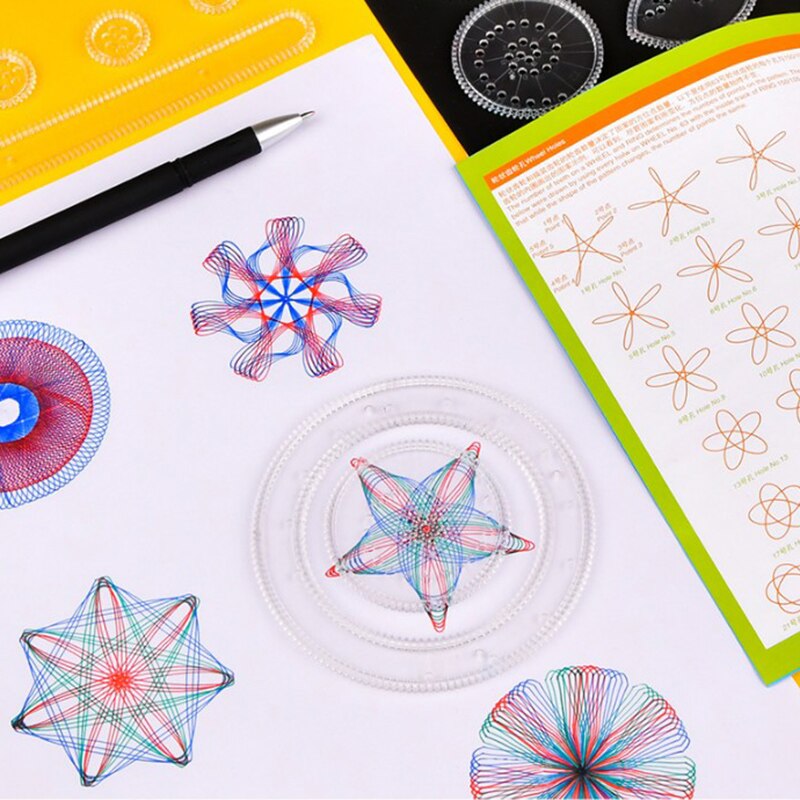 18/22Pcs Spirograph Tekening Speelgoed Set Grijpende Tandwielen & Wielen Tekening Accessoires Educatief Speelgoed Voor Kinderen