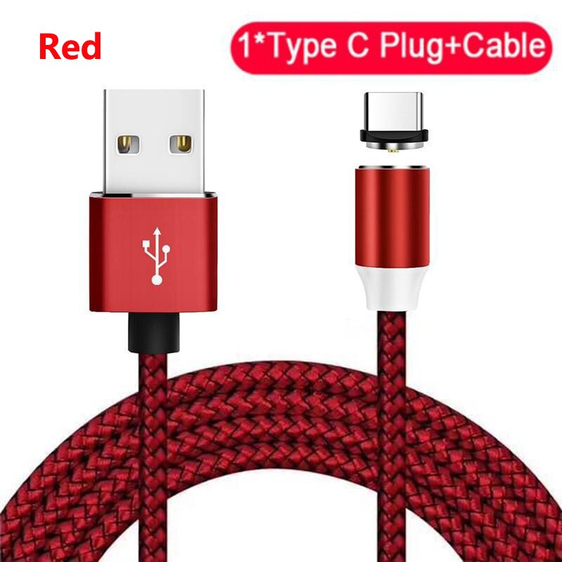 Qc 3.0 carregador de carro duplo usb cabo magnético tipo c cabo de carregamento para huawei p40 p30 p20 lite pro samsung s8 s9 s10 s11 plus lite: Red Type-c Cable