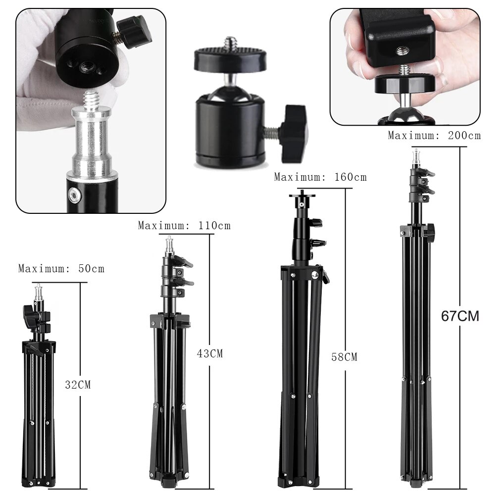 Photographic Lighting Stand Fill Light Stand With 1/4 Screw Adjustable Tripod Suit For Ring Light Desktop And Vertical Ring Lamp