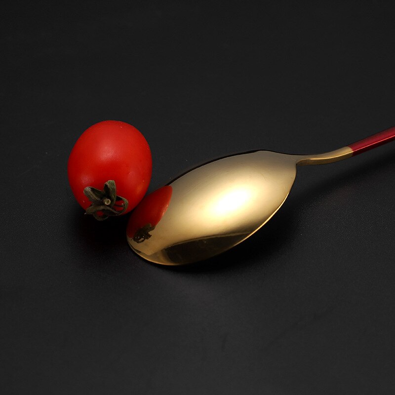 4Pcs Colorful Spoons Set Mirror Cutlery Set 304 Stainless Cutlery Set Spoon Silverware Set Box