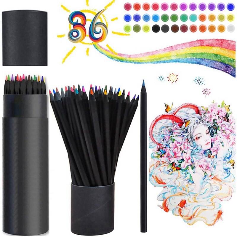 Lápis de desenho colorido de 36 pces, conjunto de lápis solúvel em água à base de óleo, sem cera, para crianças &amp; adultos esboçar, rabiscar