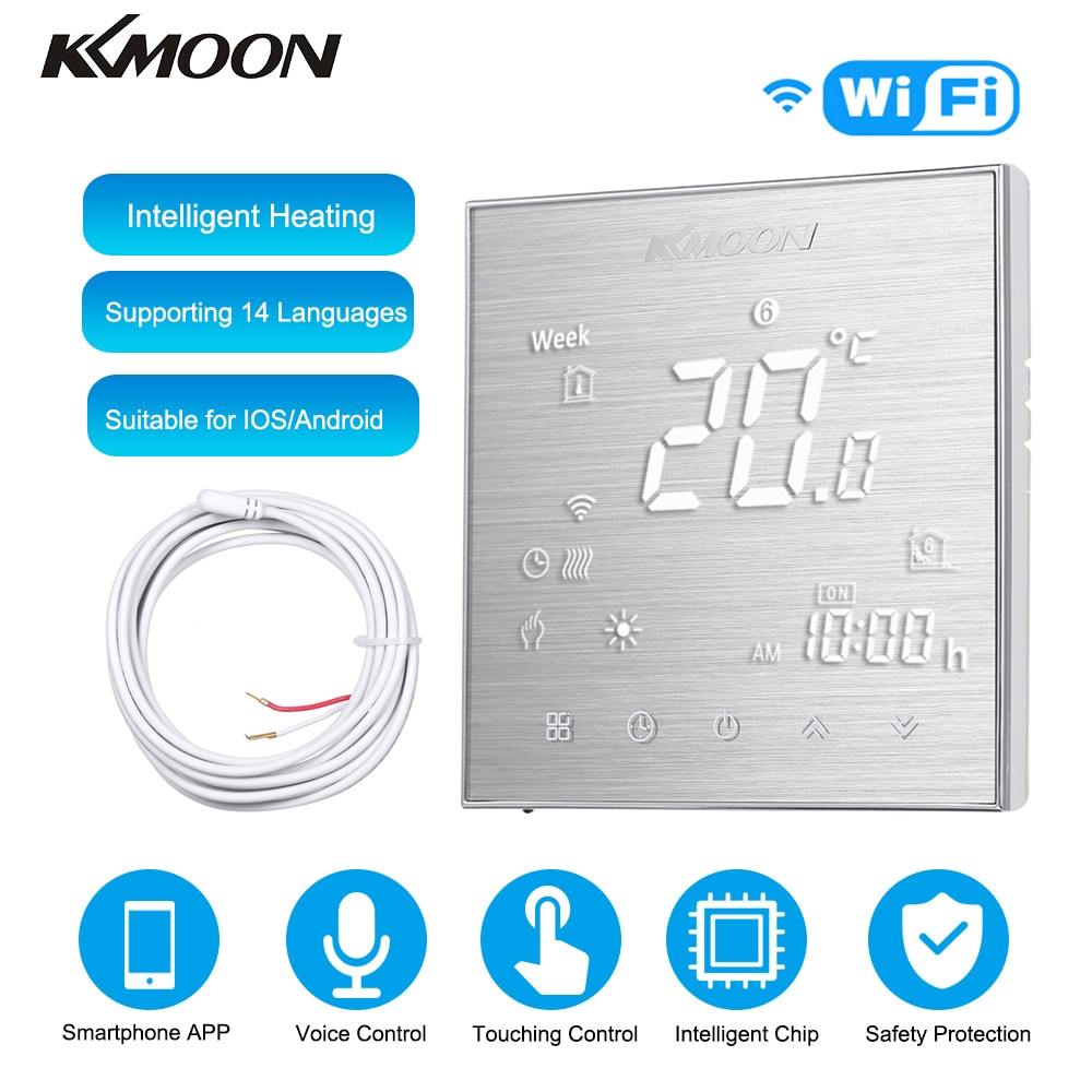Termostatos digitales KKmoon, termostato de calefacción para suelo, sistema de calefacción eléctrica, Sensor de aire de suelo, control de temperatura WiFi