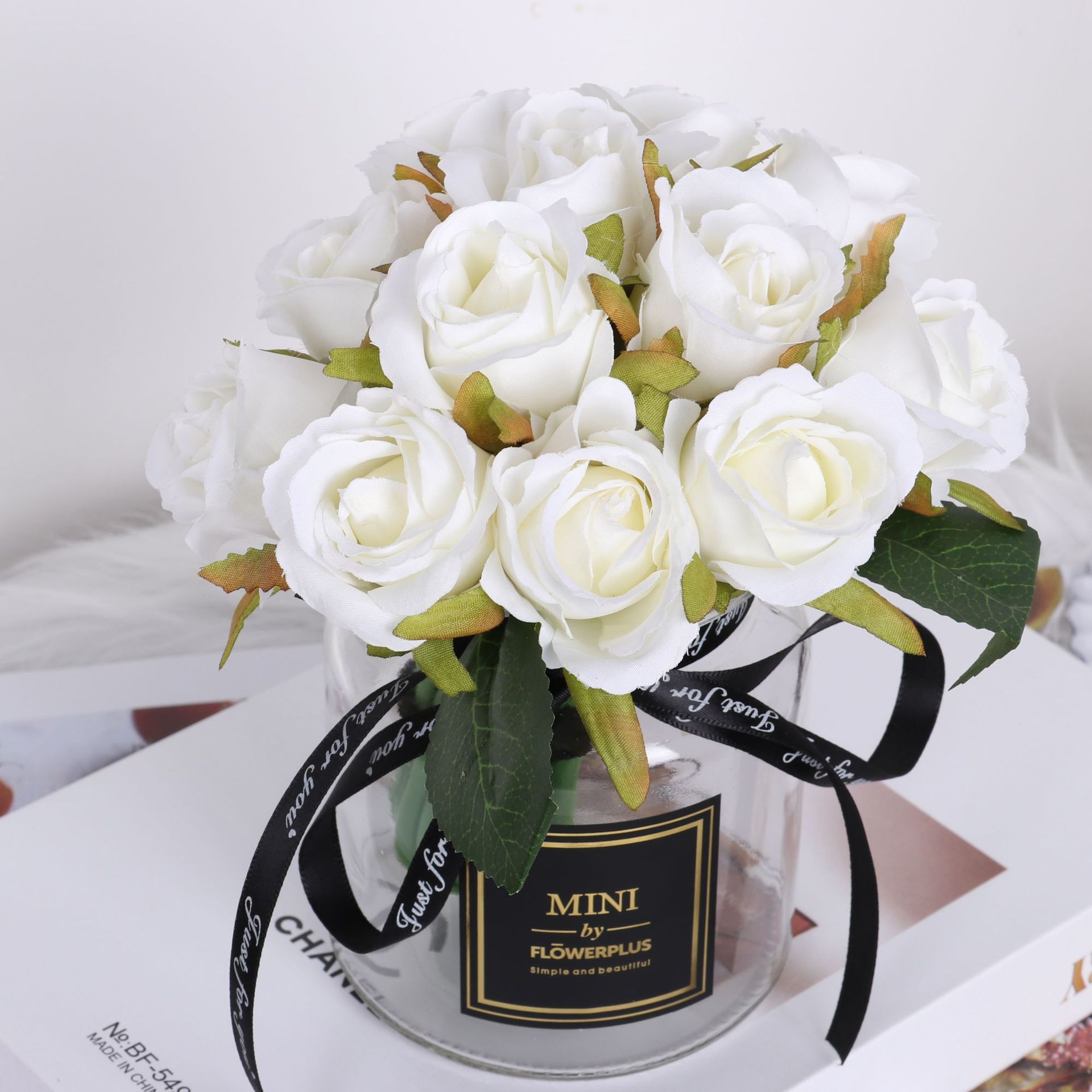 12 hoveder kunstig silke rose blomster buket hvid pink rød til bryllup brude fest hjem hus have festival bar dekoration: H06