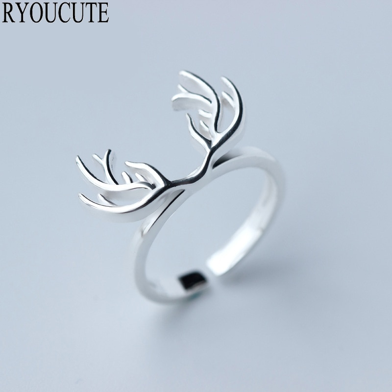 Silber Farbe Deer Antlers Ringe für Frauen Einstellbare Größe Ringe Hochzeit Schmuck joyas de plata