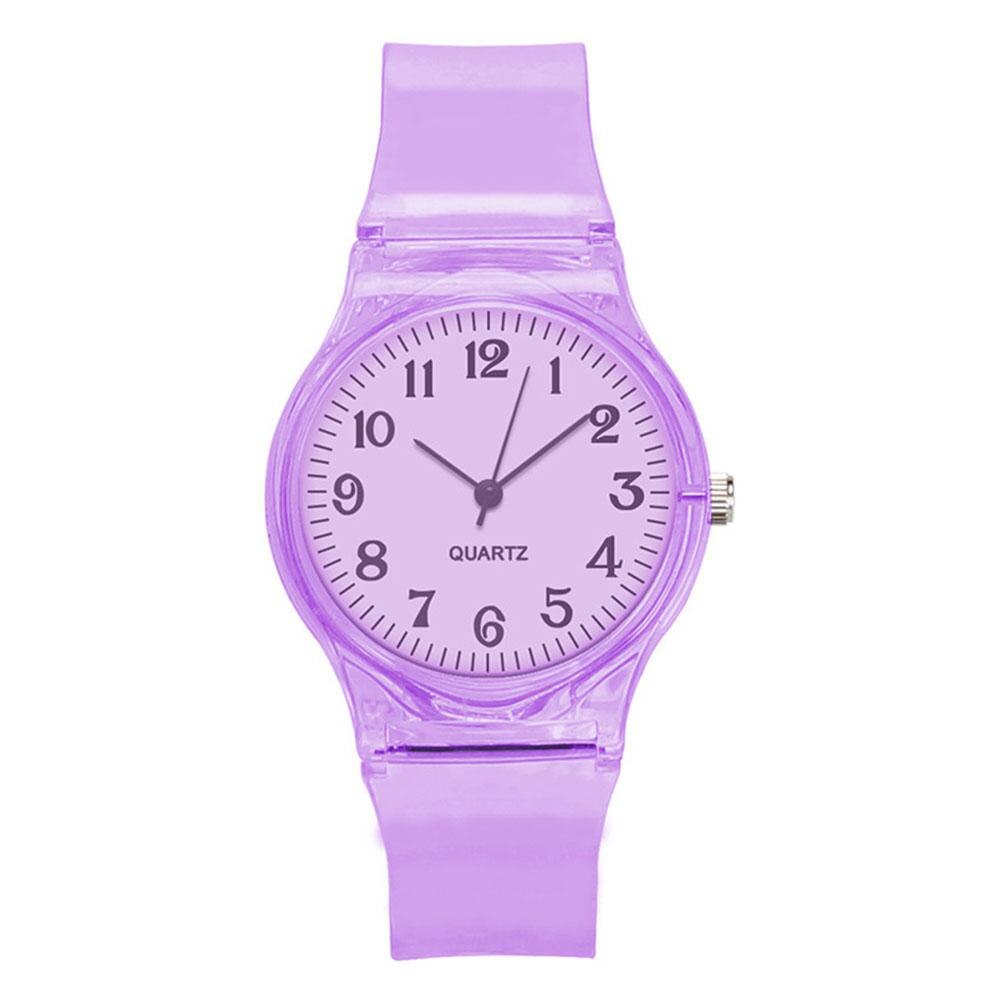 Lintimes dames heren liefhebbers horloges transparante snoepkleurige plastic band casual quartz horloges: Paars