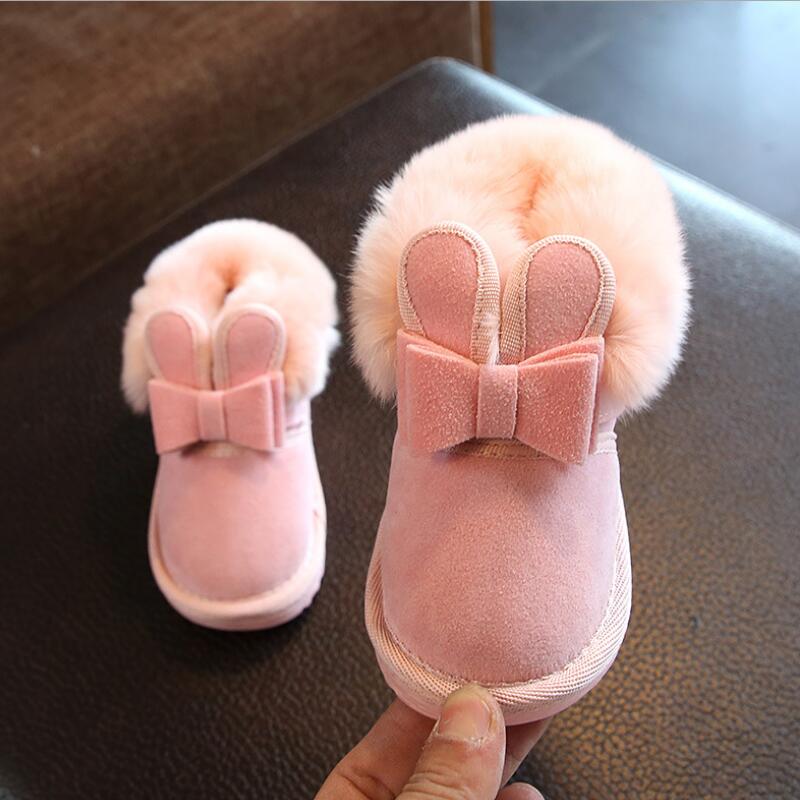 winter children's snow boots girls plus velvet princess booties girls warm baby cotton shoes girls shoes