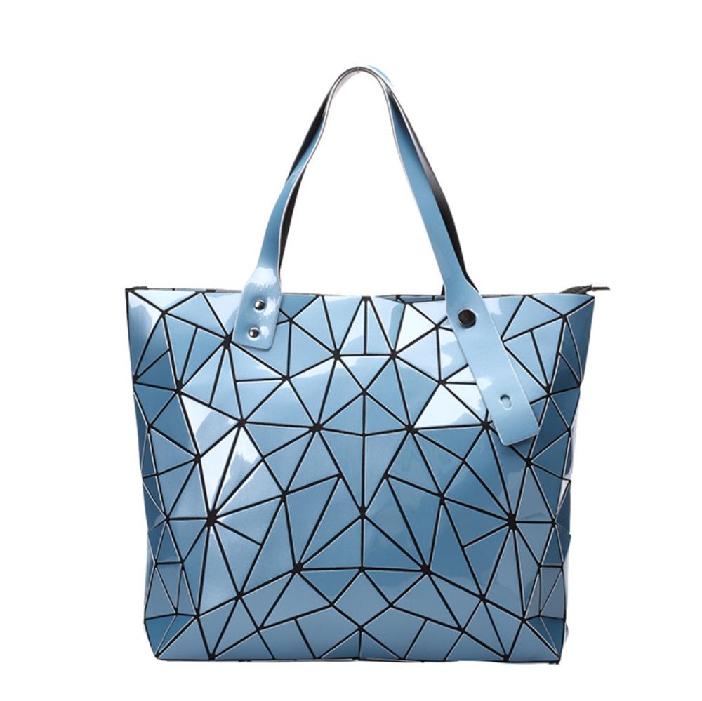 Bolso de hombro luminoso , bolso geométrico a la para mujer, bolso de mano con asa superior, bolso de corcho para chica y cartera: Azul
