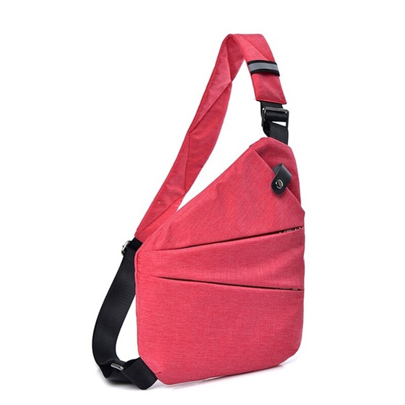 Mænd sportstasker bryst gym taske kompakt enkelt skulder pakke herre retro crossbody sling fitness anti tyveri sac de sport  xa503wa: Venstre rosenrød