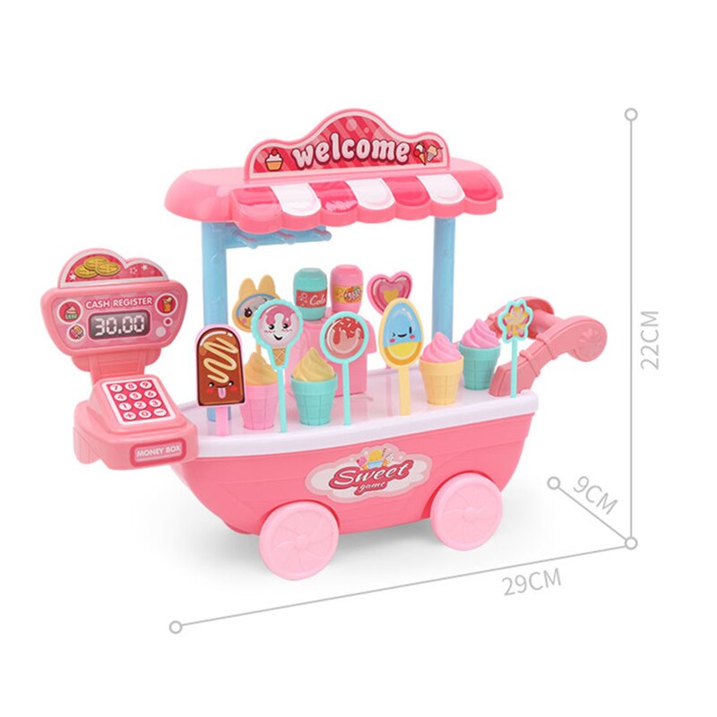 1Set Kinderen Pretend Play House Ijs Winkelwagen Cartoon Creatieve Ijs Winkelwagen Diy Kids Pretend Play Speelgoed Set
