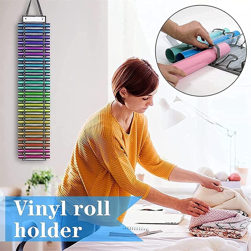 Vinyl Storage Rack, 24 Holes Vinyl Roll Holder Vinyl Organizers For Vinyl Sheets/Heat Transfer Paper Drawings