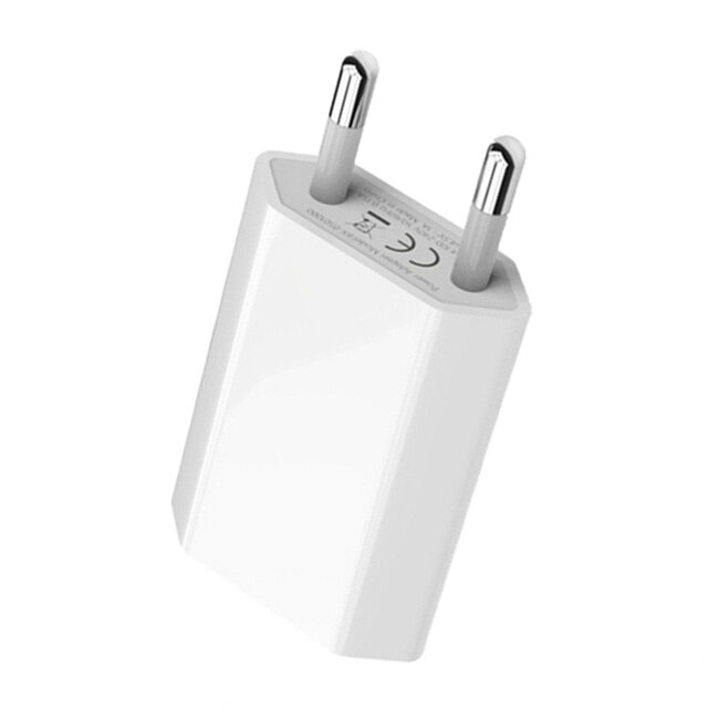 Cargador USB de pared con enchufe europeo, Cable de carga y adaptador de cargador para iPhone 5, 5S, 5C, 6, 6S, 7, 8 pines: EU Plug