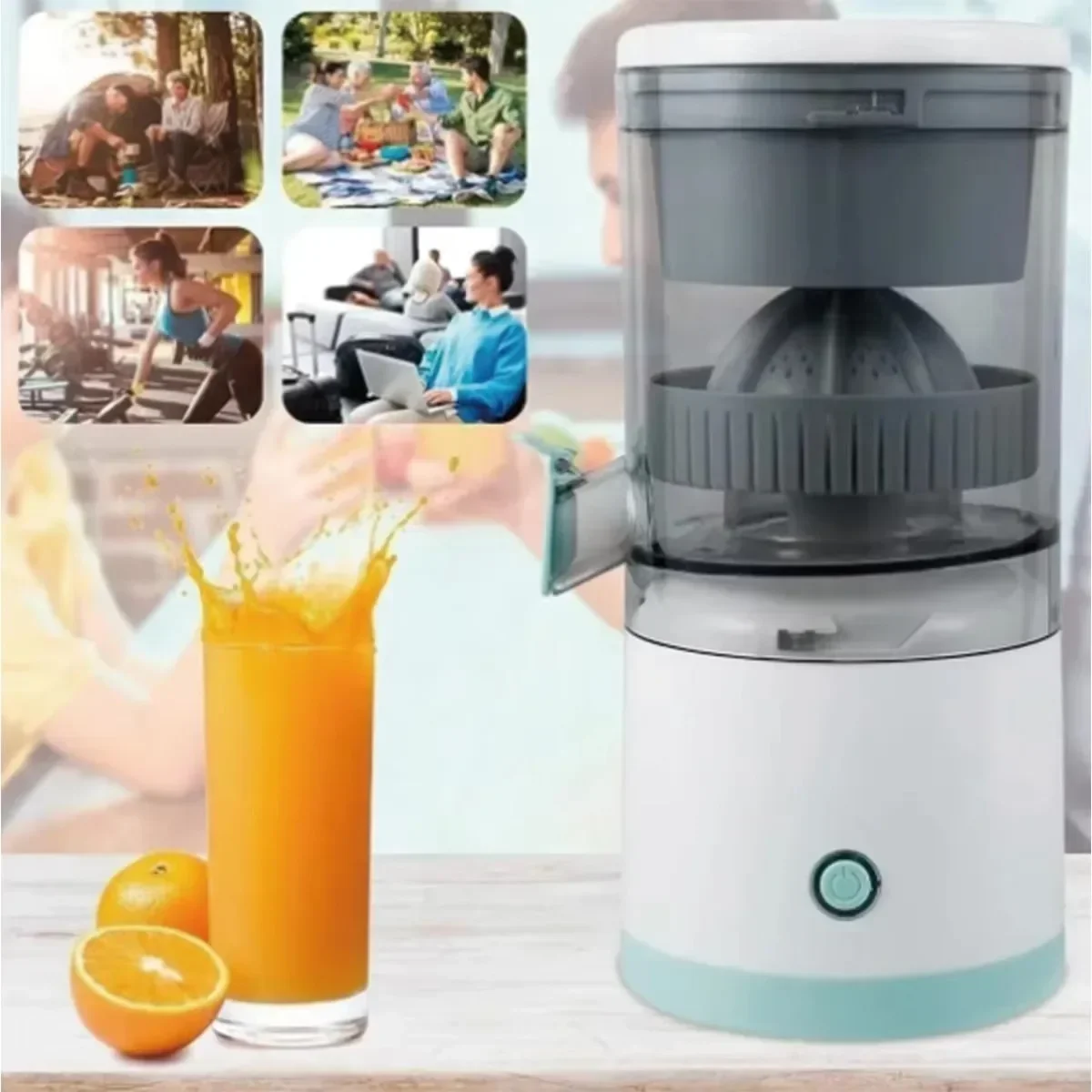 1PC - Draagbare USB oplaadbare sapcentrifuge - Automatische fruitblender voor vers sinaasappel- en citroensap, draadloos!