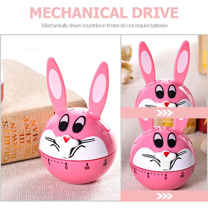 Mechanical Cartoon Timer Kitchen Cooking Counter Manual Time Reminder Home Kitchen Tool (Pink)