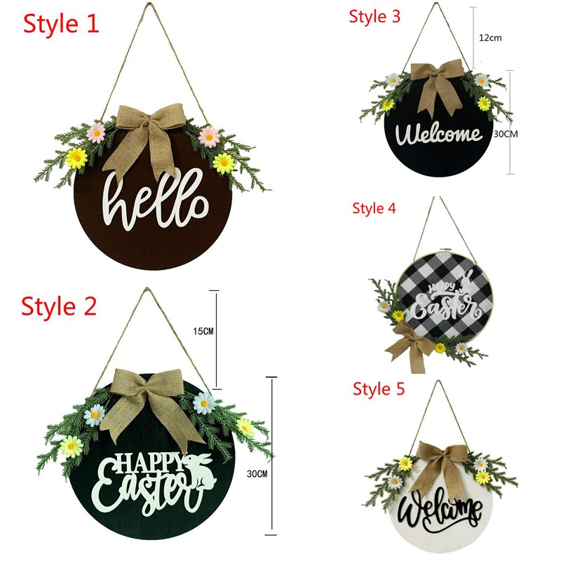 Restaurant Welcome Sign Home Decor Crafts Outdoor Garland Round Hanging Wreath Festival Supplies