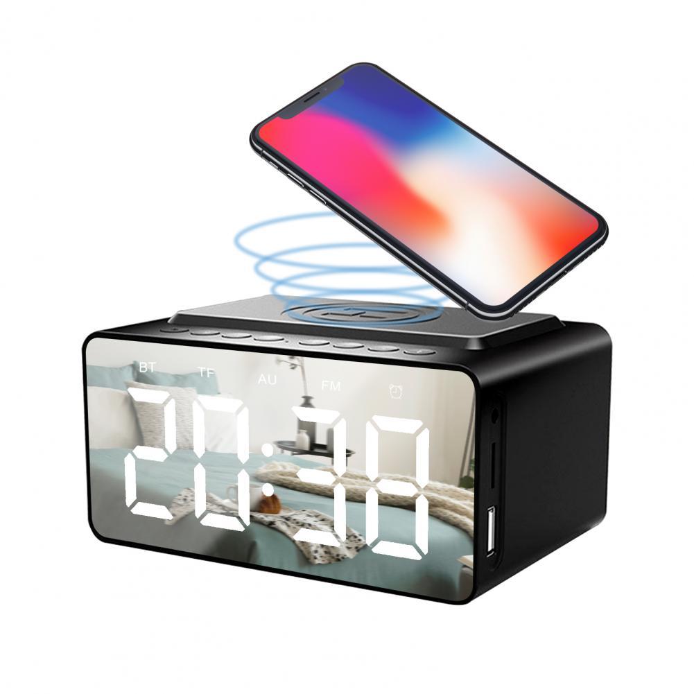 Chevet grand écran LED HD réveil Radio BLE haut-parleur chargeur sans fil avec Port USB pour Samsung iPhone téléphone HD grand écran