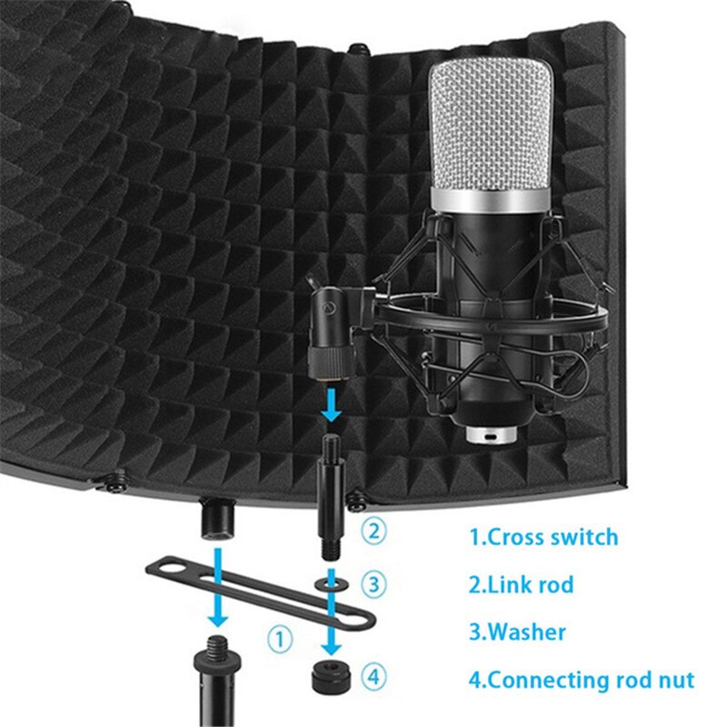 3/5- plades foldbar optagemikrofon vindskærmstav lydabsorberende dækselisolering skjold akustisk skum lydisoleret panel