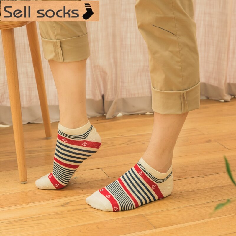 Klaring! zomer Strepen zeeman man Casual enkel katoenen sokken mannen boot sok slippers harajuku EUR39-44