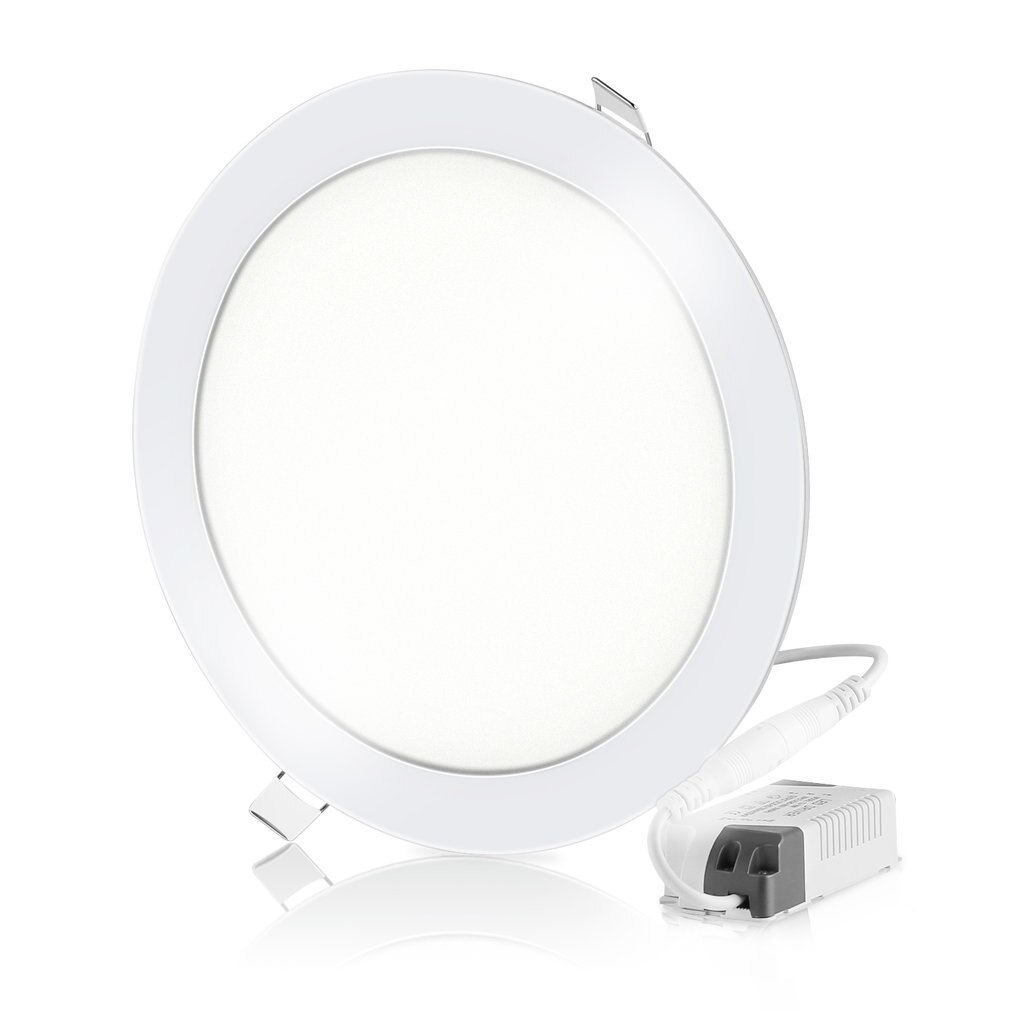 18W Super Bright Ultra-thin LED Panel Light Ceiling Lamps Recessed Light Fixture Kit with LED Driver 205mm Open Hole Round