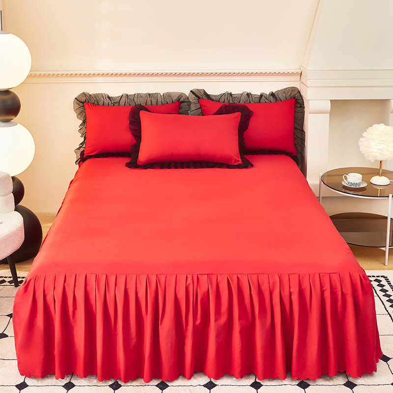 Solid Color Bed Skirt Lace Ruffled Bed Skirt 1pcs Cover Bedroom Beds Cover Bed Skirt Non-slip Mattress Cover Bedsheet Bedspread