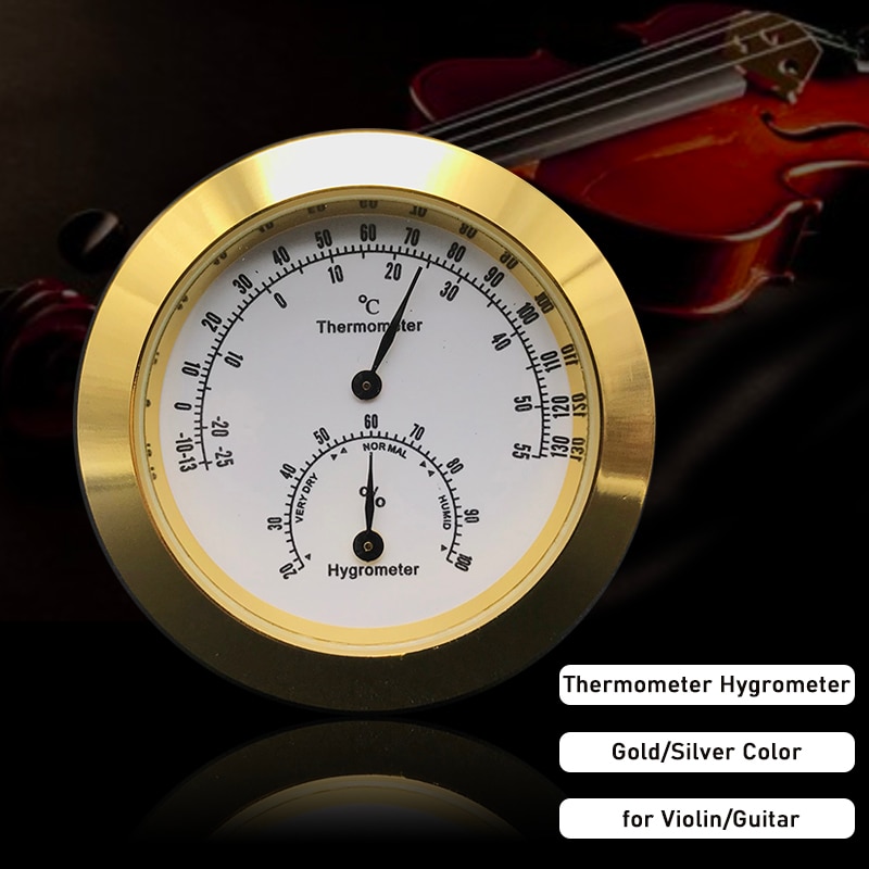Round Thermometer Hygrometer Humidity Temperature Meter for Violin Guitar Case Instrument Care Monitoring Meter Tool