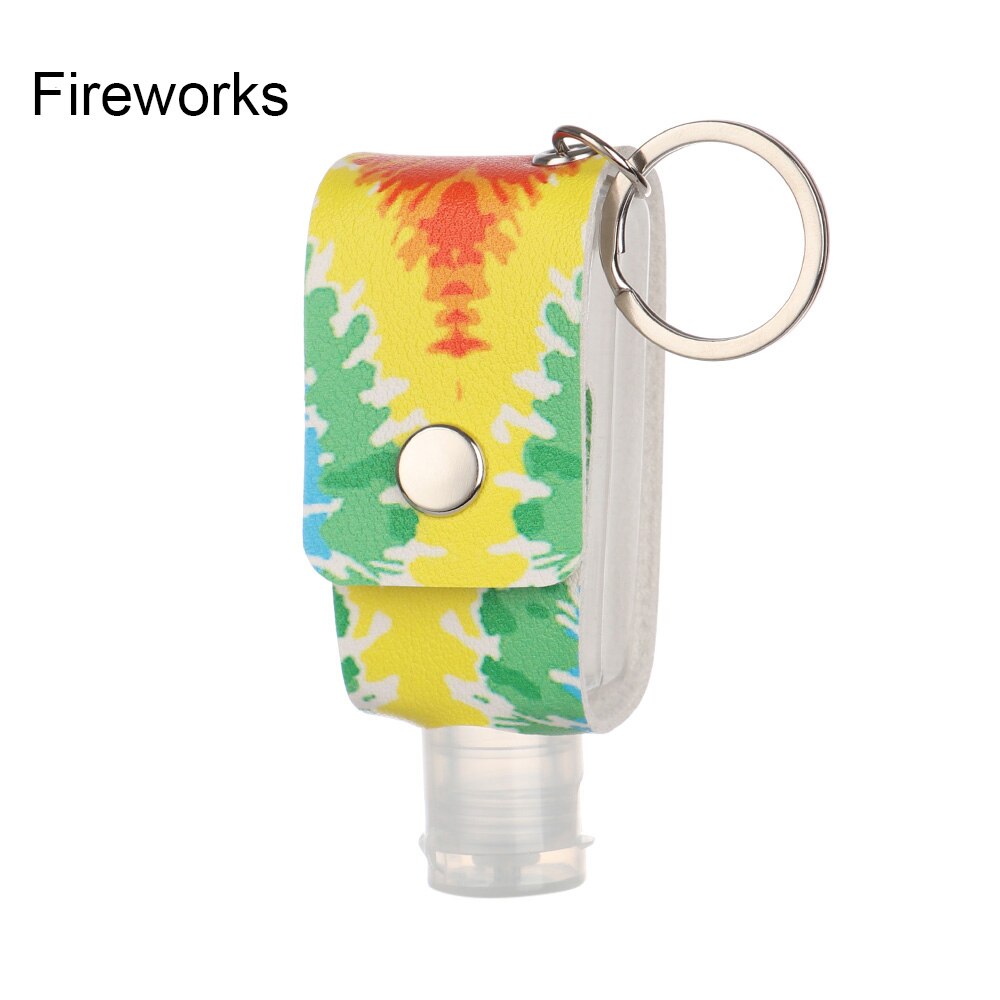 30ml Hand Sanitizer Bottle Portable Keychain Holder Travel Reusable Bottle Hand washing gel Sub-bottling with Keychain Carrier: Fireworks