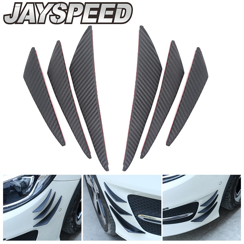 Jayspeed 6 Stks/set Universal Fit Voorbumper Lip Diffuser Splitter Vinnen Body Spoiler Canards Valentie Chin Auto Tuning Canard