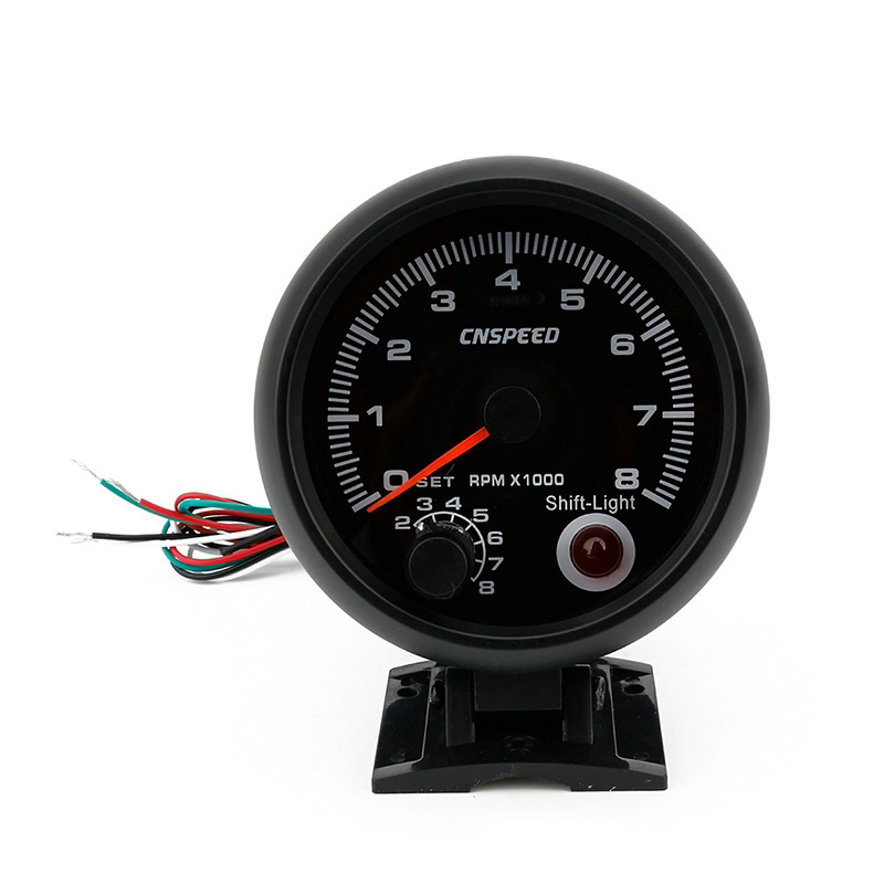 CNSPEED 95Mm Racing Car Tachometer 0-8000 RPM 12V Blue LED Adjustable Tachometer Only for 4/6/8 Cylinder Car