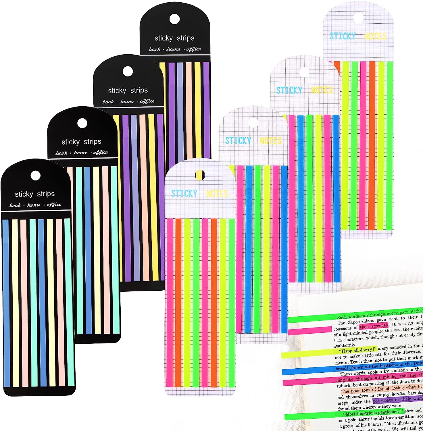 Ruban surligneur, 1280 pièces, bandes de surligneurs transparentes longues, onglets de marqueurs de Page pour annoter des livres, surligneur clair amovible