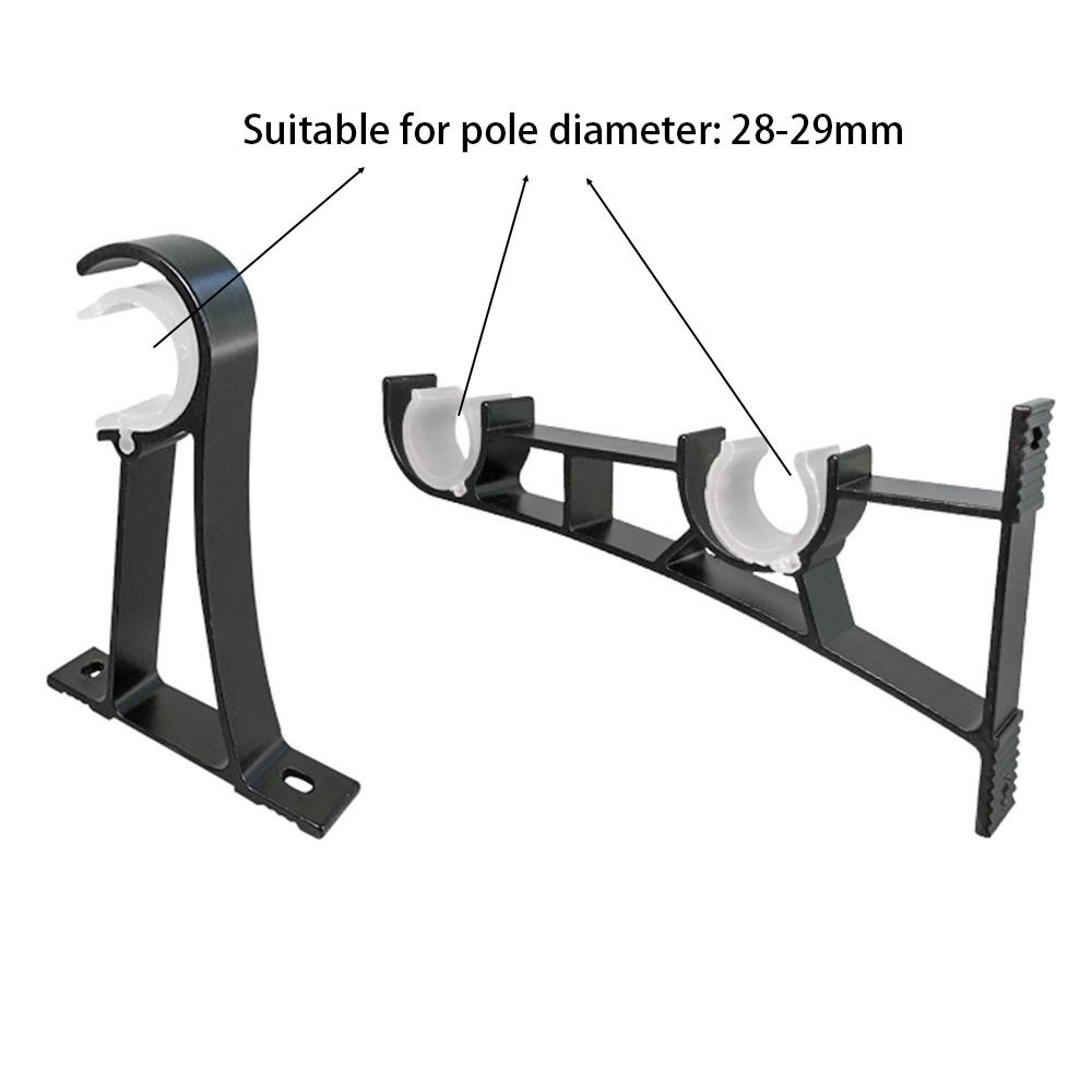 1Pcs Aluminum Alloy Rod Support Clamp Single Double Hang Curtain Rod Bracket Fixing Clip Furniture Hardware Crossbar Hanger Hook