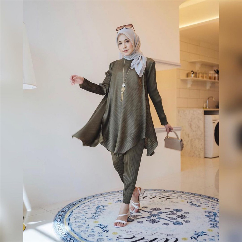 Women Muslim Sets Islamic Clothing Plain Suits Morocco Turkish Full Sleeve Loose Tops Pants Oversized Kaftan Solid 2 Pieces Suit: 05 Army green