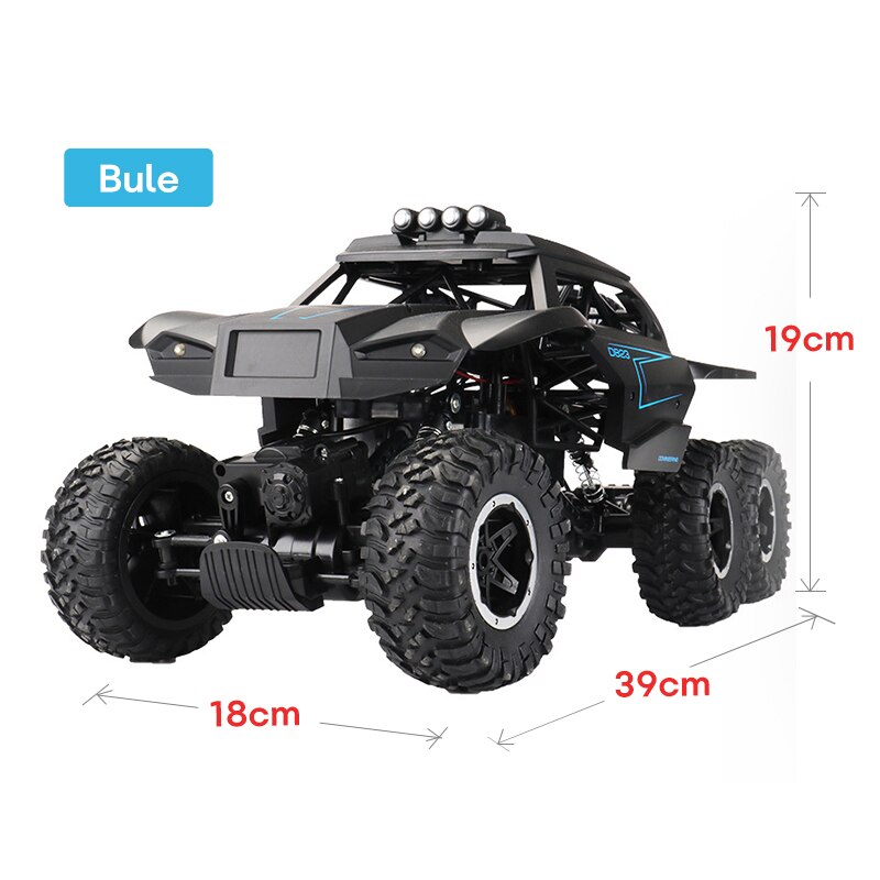 D823 Big Size 39Cm 1:12 Rc Auto 6WD 2.4Ghz Afstandsbediening Crawler Met Licht Off Road Voertuigen Hoge speed Truck Kinderen Speelgoed: Blue