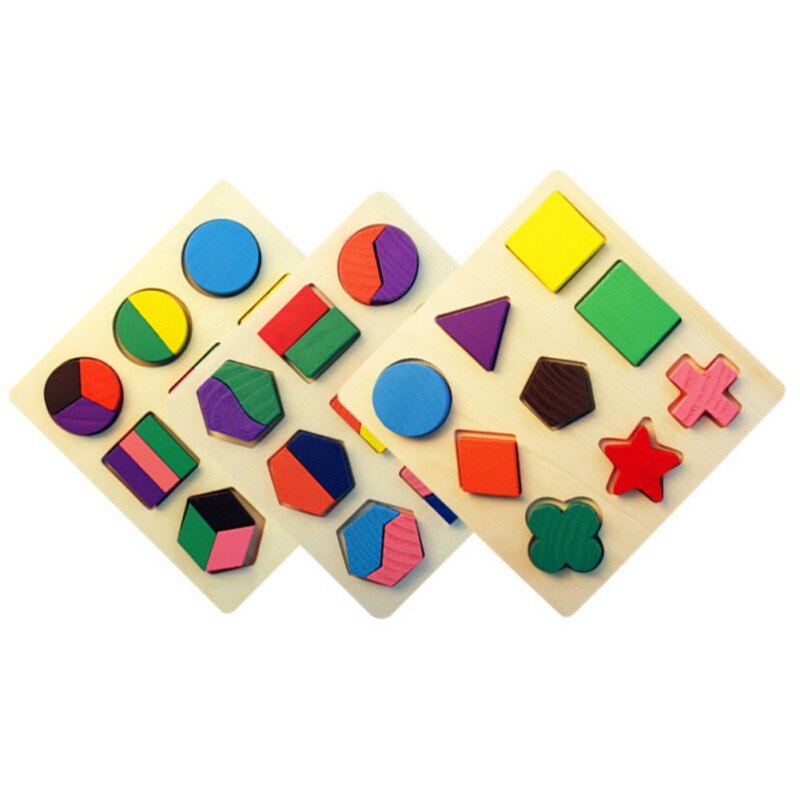 Kids Wooden Jigsaw Puzzle Geometric Shape Board Cognitive Matching Board Early Educational